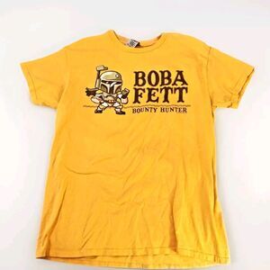 Star Wars Men's Boba Fett Bounty Hunter T-Shirt Size Medium Yellow Short Sleeve